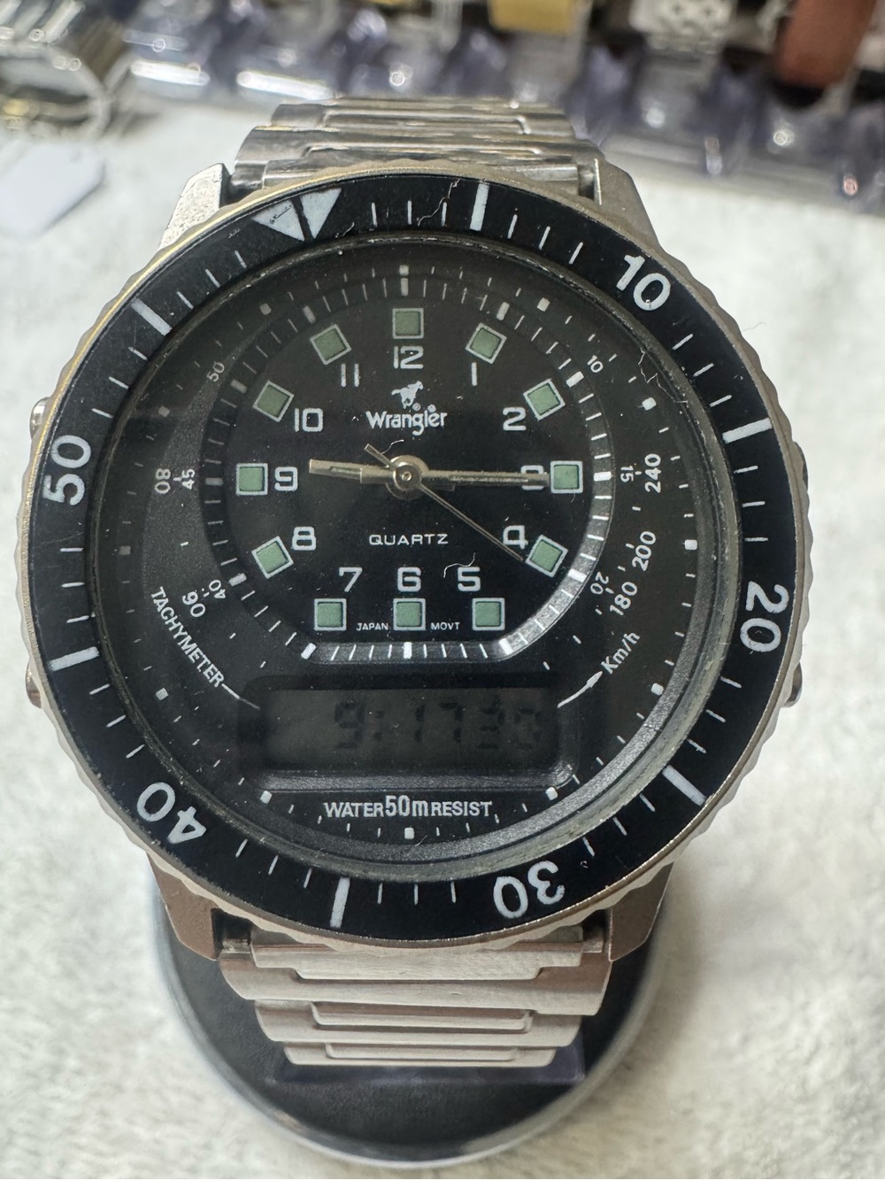 Wrangler Black and Silver Analog-Digital Sport Watch